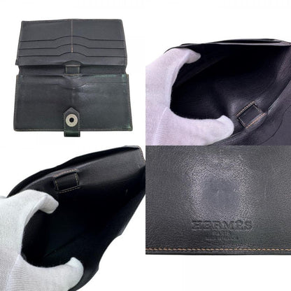 Hermes Bifold Billfold Demitri Long Wallet Black