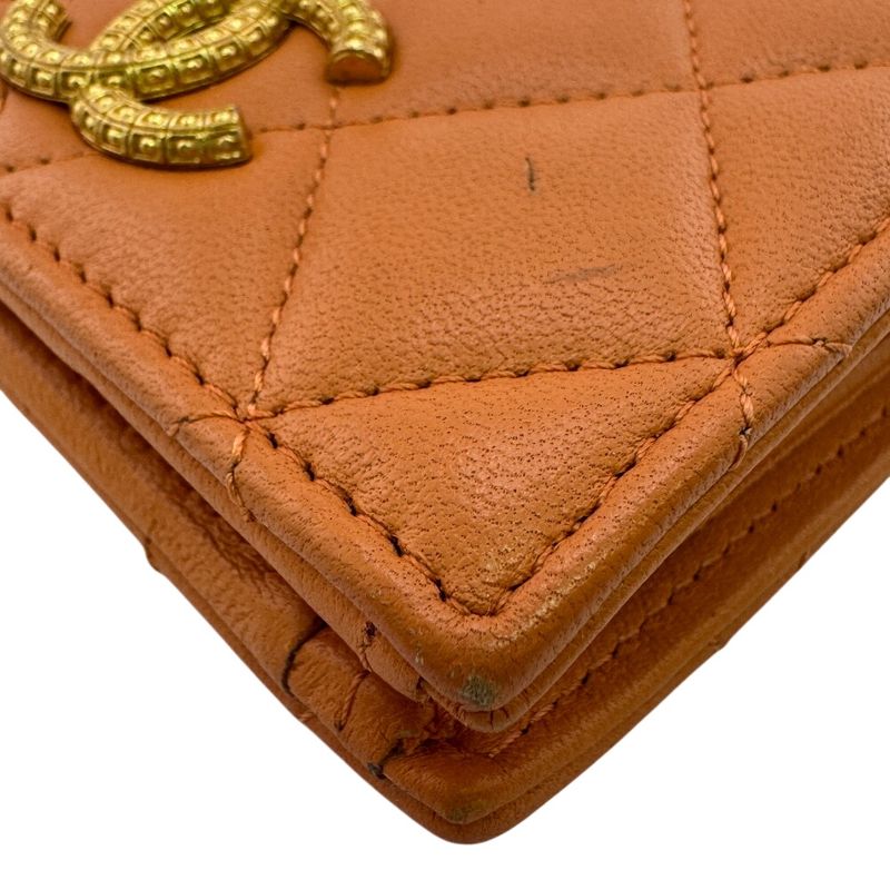 Chanel Compact Wallet Bifold Orange