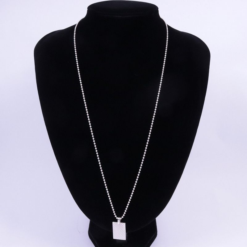 Tiffany & Co. Diamond Point Square Plate Ball Chain Necklace