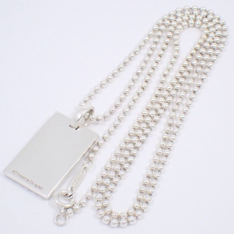 Tiffany & Co. Diamond Point Square Plate Ball Chain Necklace