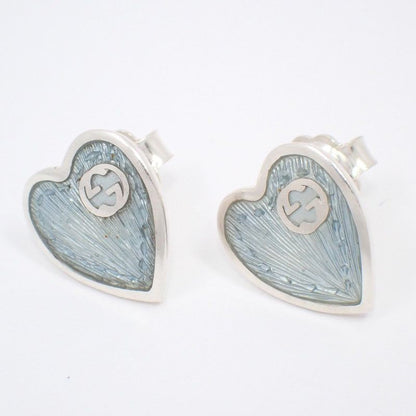 Gucci Interlocking Heart Earrings Enamel Blue