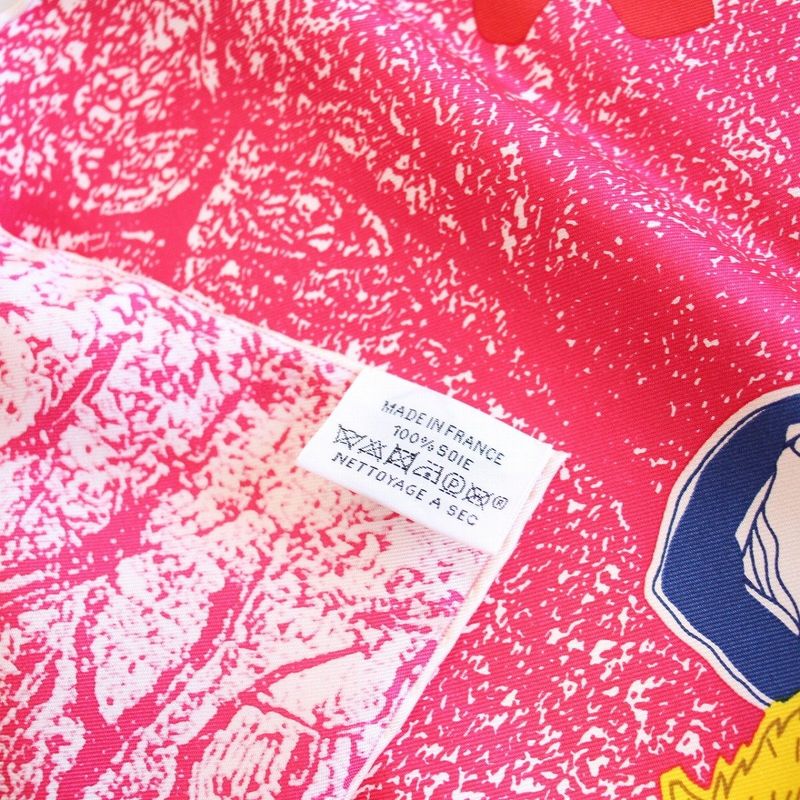 Hermes Carre 45 Scarf Gavroche Lifetime Friend Silk Pink