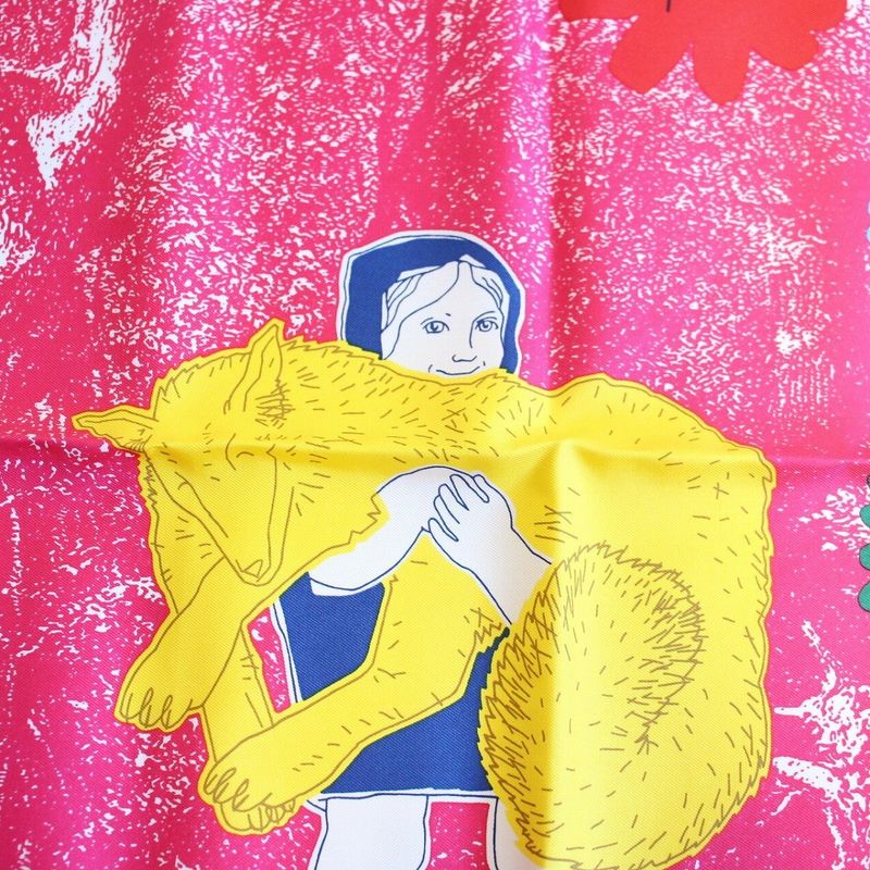 Hermes Carre 45 Scarf Gavroche Lifetime Friend Silk Pink