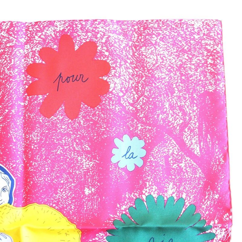 Hermes Carre 45 Scarf Gavroche Lifetime Friend Silk Pink