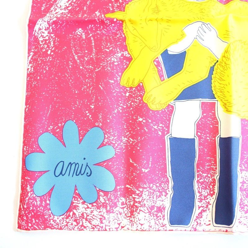 Hermes Carre 45 Scarf Gavroche Lifetime Friend Silk Pink