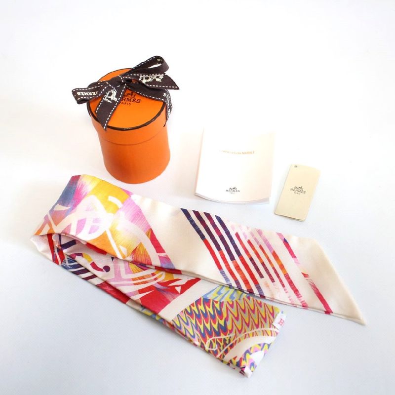 Hermes Twilly Exlibris Kyoto Marble Silk Scarf