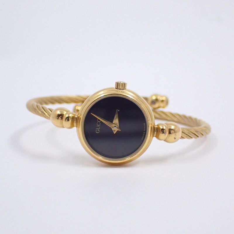 Gucci Breath Watch Quartz Gold Black Dial Wire
