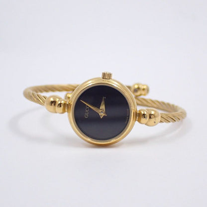Gucci Breath Watch Quartz Gold Black Dial Wire