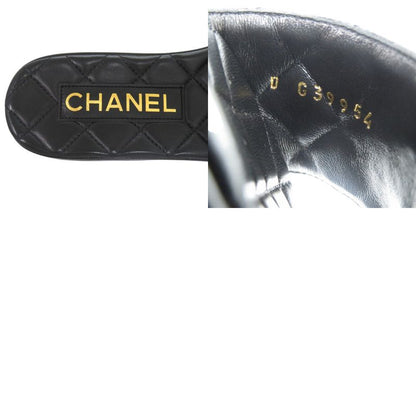 Chanel CC Logo Quilted Leather Black Mule