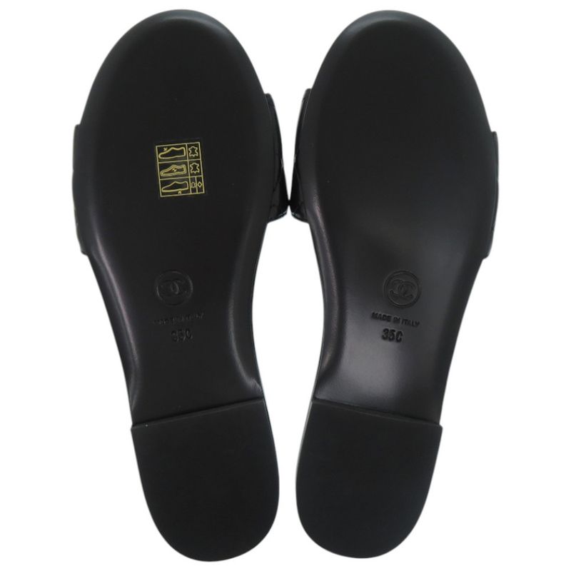 Chanel CC Logo Quilted Leather Black Mule