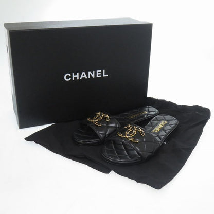 Chanel CC Logo Quilted Leather Black Mule