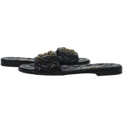 Chanel CC Logo Quilted Leather Black Mule