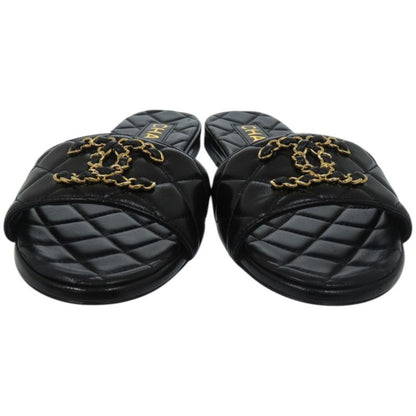 Chanel CC Logo Quilted Leather Black Mule
