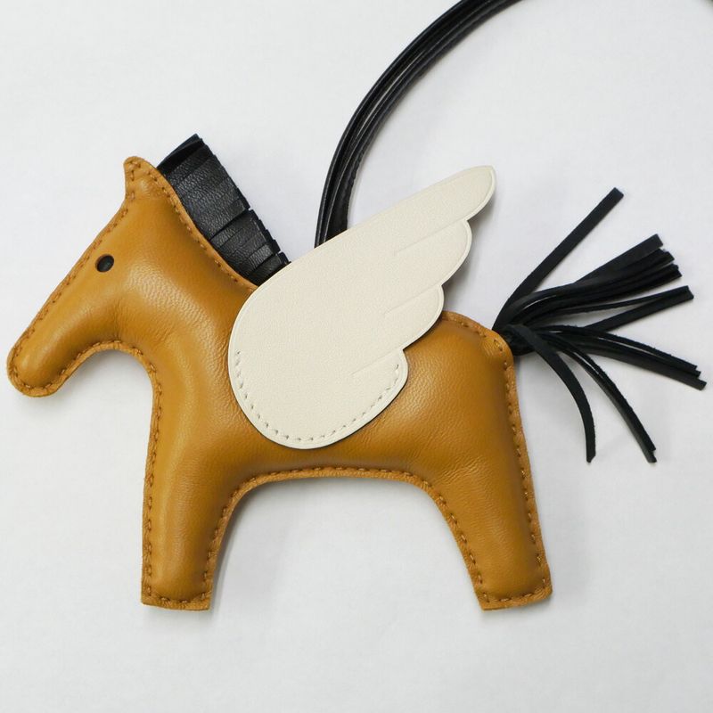 Hermes Pegasus MM Sesame Nata Black Bag Charm Leather
