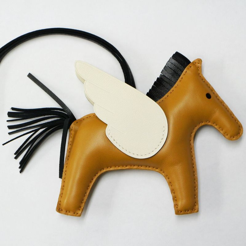 Hermes Pegasus MM Sesame Nata Black Bag Charm Leather