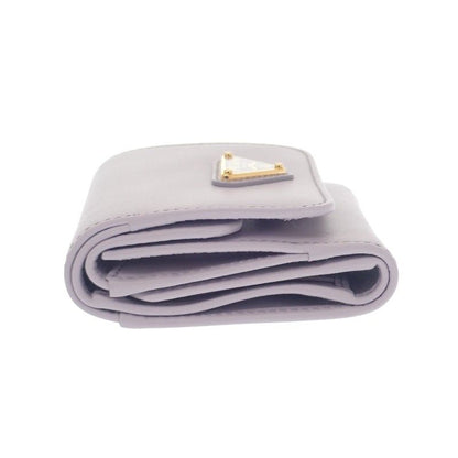 Prada City Calf Tab Wallet Trifold Purple Glycine Gold
