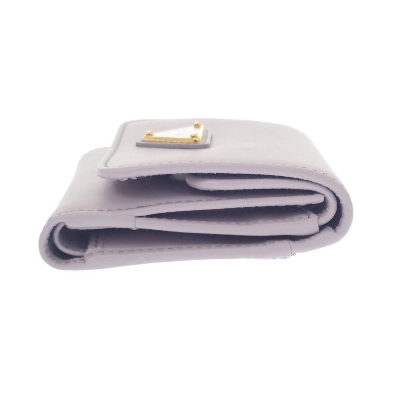 Prada City Calf Tab Wallet Trifold Purple Glycine Gold