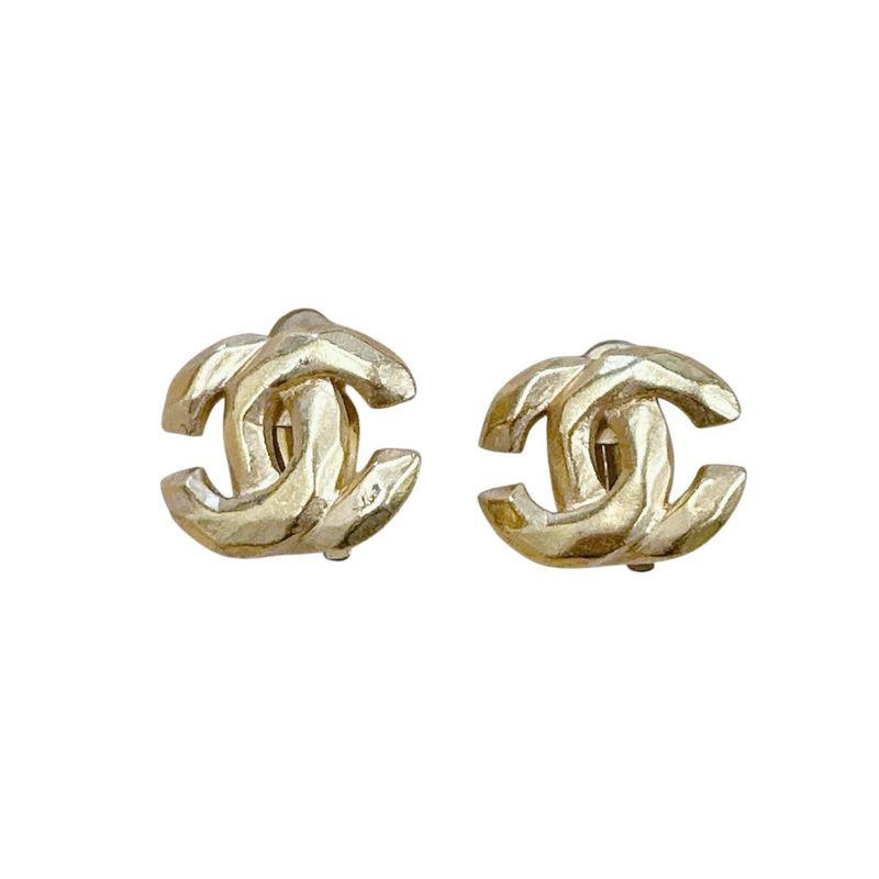 Chanel Vintage Earrings CC Logo Gold