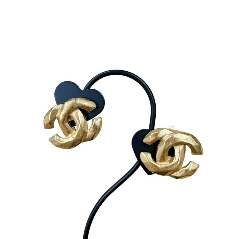 Chanel Vintage Earrings CC Logo Gold