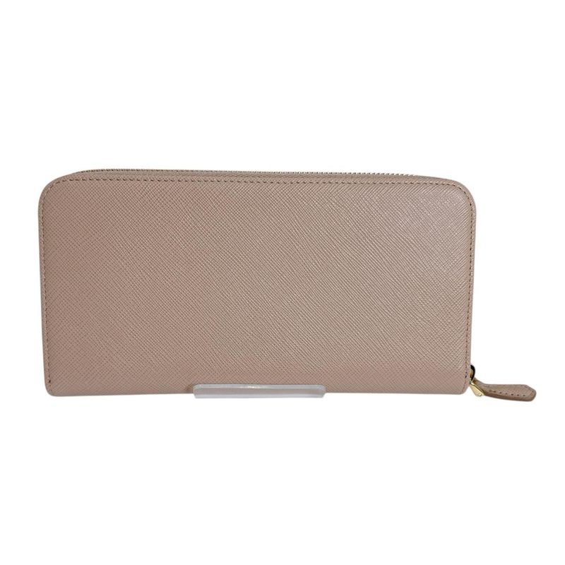 Prada Zip Around Long Wallet Saffiano Cipria
