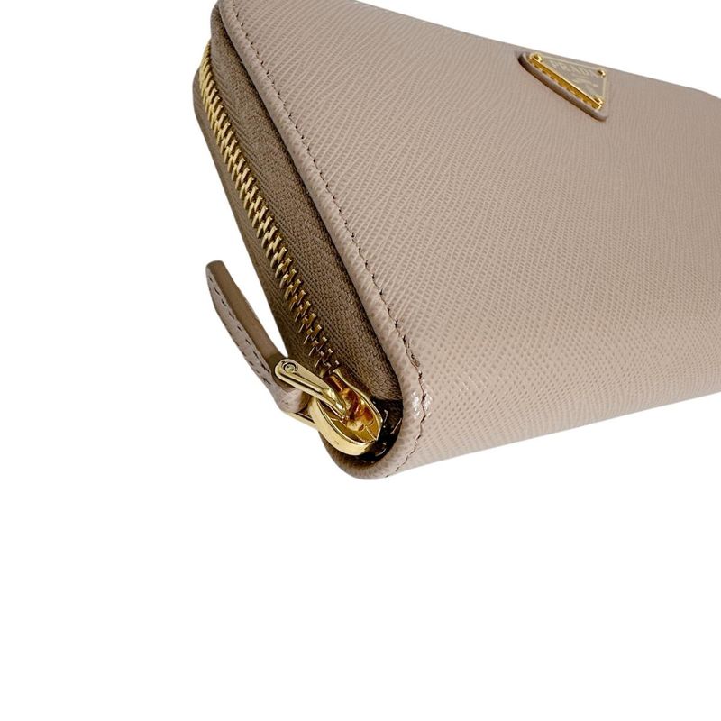 Prada Zip Around Long Wallet Saffiano Cipria