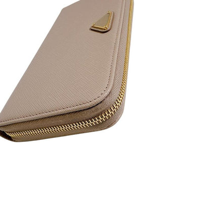 Prada Zip Around Long Wallet Saffiano Cipria