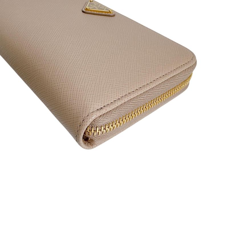Prada Zip Around Long Wallet Saffiano Cipria