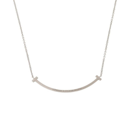 Tiffany & Co. T Smile Small 18K White Gold Saffiano Necklace