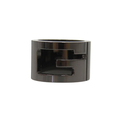 Gucci Logo Cutout Gunmetal Ring