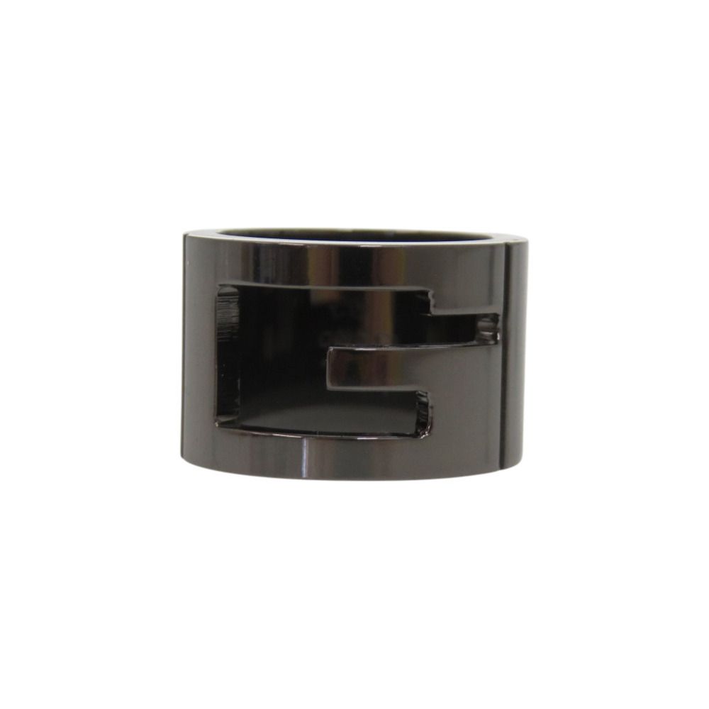 Gucci Logo Cutout Gunmetal Ring