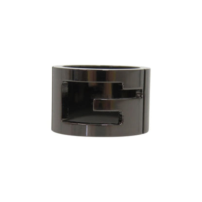 Gucci Logo Cutout Gunmetal Ring