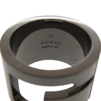 Gucci Logo Cutout Gunmetal Ring