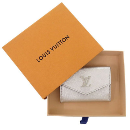 Louis Vuitton Portefeuille Lock Mini Leather Silver Trifold Wallet LV