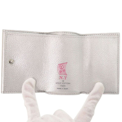 Louis Vuitton Portefeuille Lock Mini Leather Silver Trifold Wallet LV