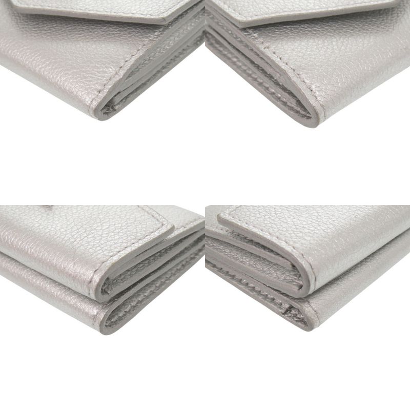 Louis Vuitton Portefeuille Lock Mini Leather Silver Trifold Wallet LV