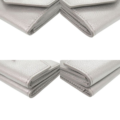 Louis Vuitton Portefeuille Lock Mini Leather Silver Trifold Wallet LV