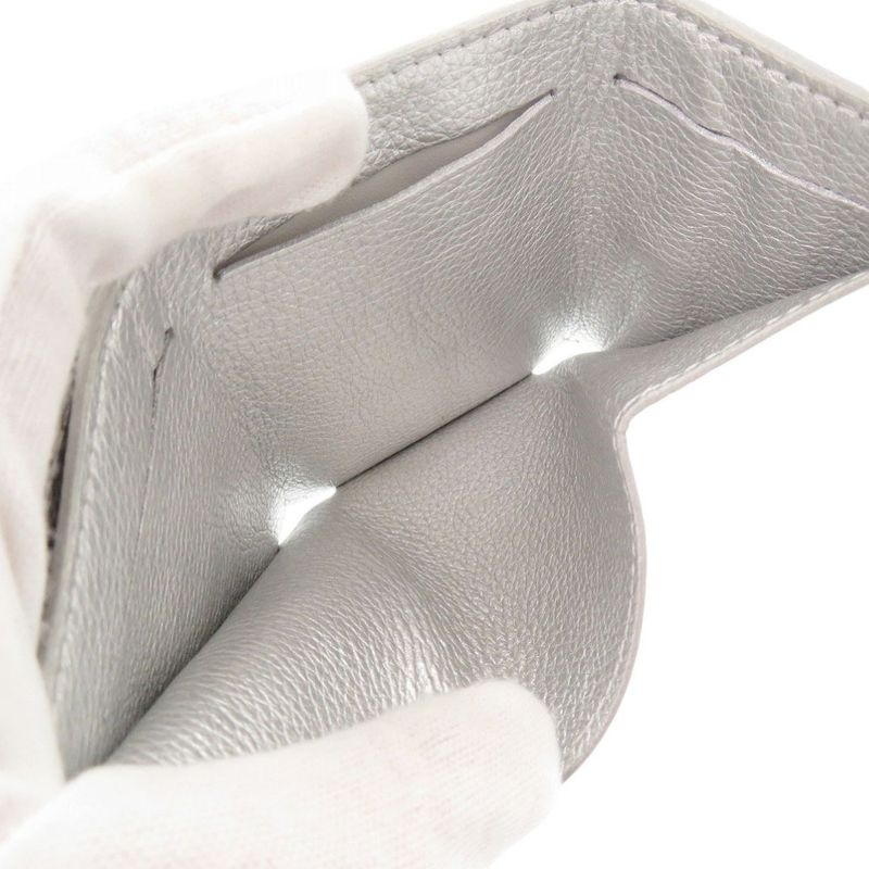 Louis Vuitton Portefeuille Lock Mini Leather Silver Trifold Wallet LV