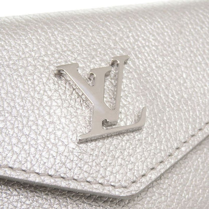 Louis Vuitton Portefeuille Lock Mini Leather Silver Trifold Wallet LV