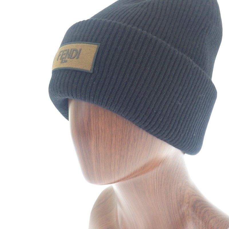 Fendi Wool Vinyl Knit Cap Black