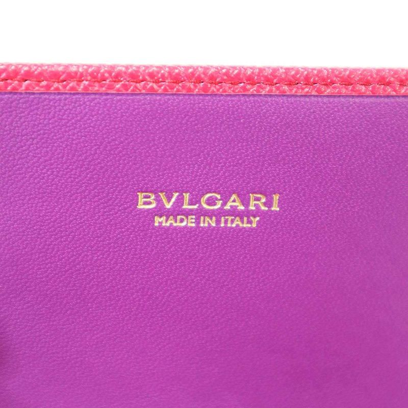 Bvlgari Trifold Leather Clip Wallet Pink