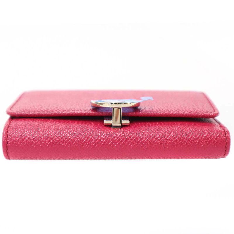 Bvlgari Trifold Leather Clip Wallet Pink