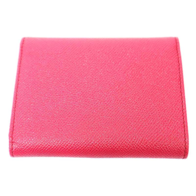 Bvlgari Trifold Leather Clip Wallet Pink