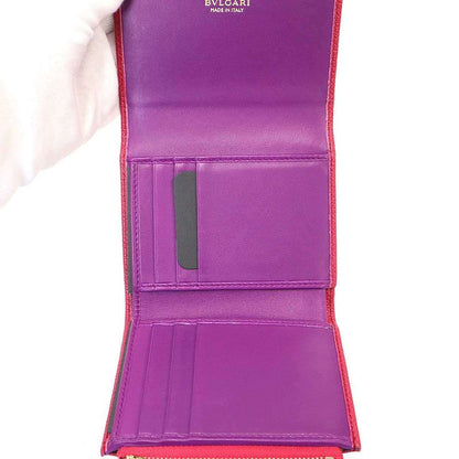 Bvlgari Trifold Leather Clip Wallet Pink