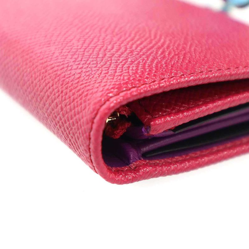 Bvlgari Trifold Leather Clip Wallet Pink