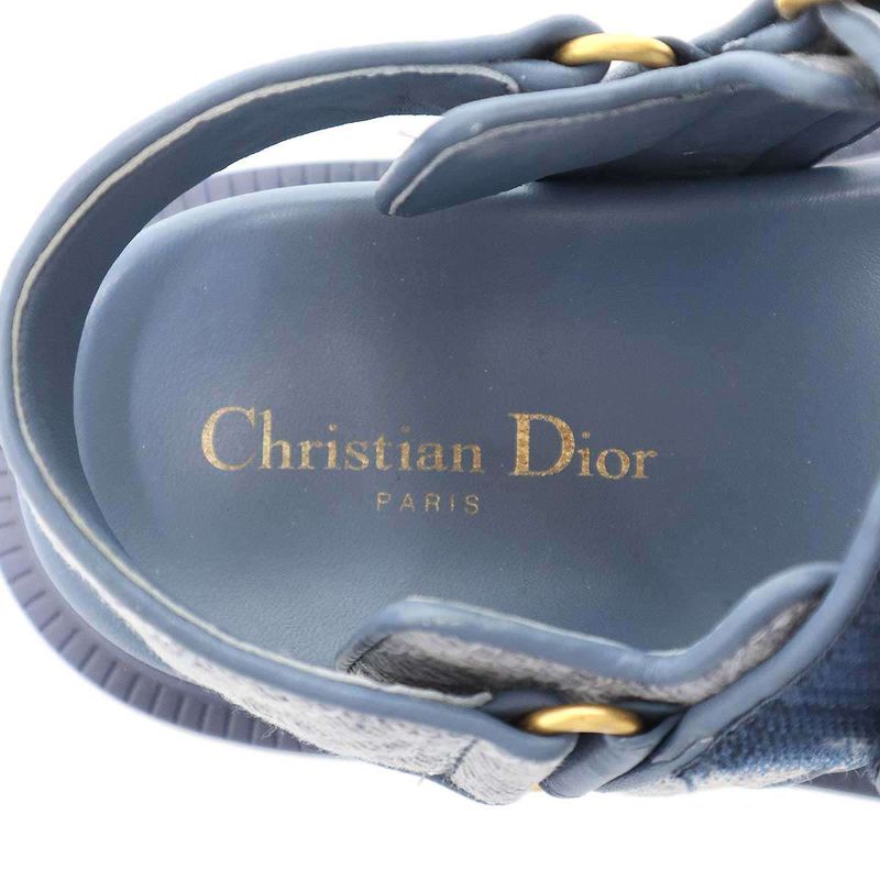 Dior Christian Act Cannage Denim Strap Sandals Blue 36.5