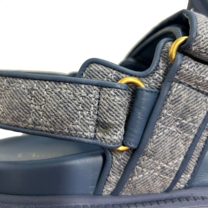 Dior Christian Act Cannage Denim Strap Sandals Blue 36.5