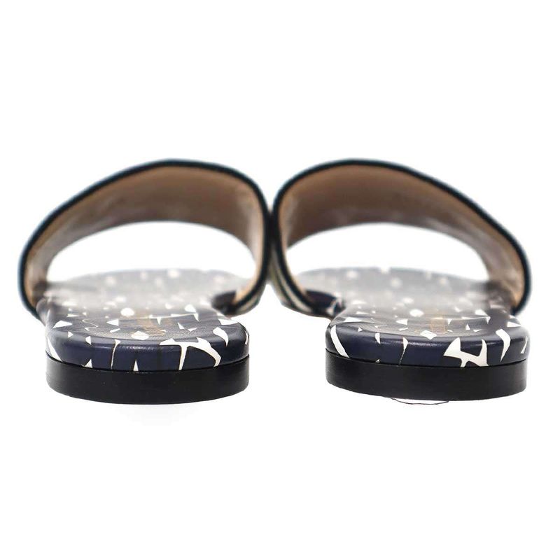 Dior Christian Dway Miss Slide Sandals Navy White 37
