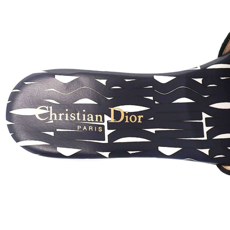Dior Christian Dway Miss Slide Sandals Navy White 37