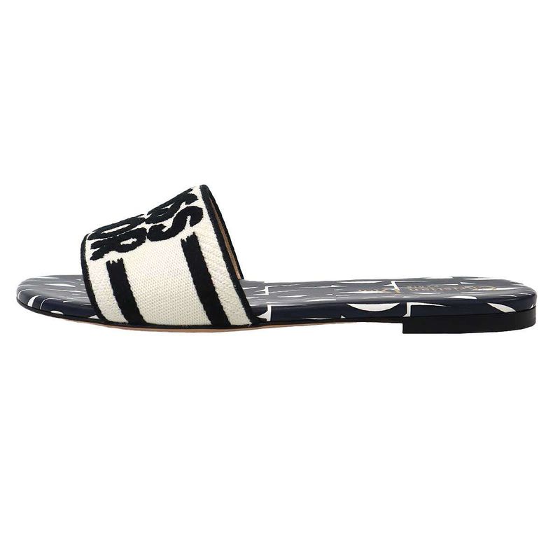 Dior Christian Dway Miss Slide Sandals Navy White 37
