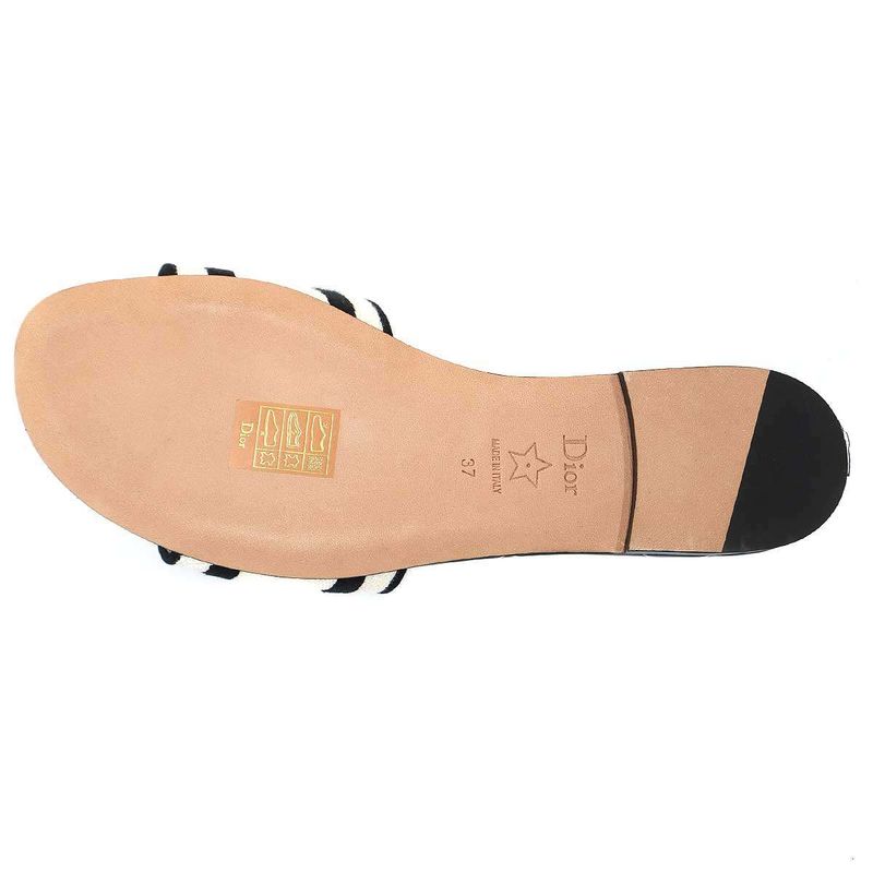 Dior Christian Dway Miss Slide Sandals Navy White 37